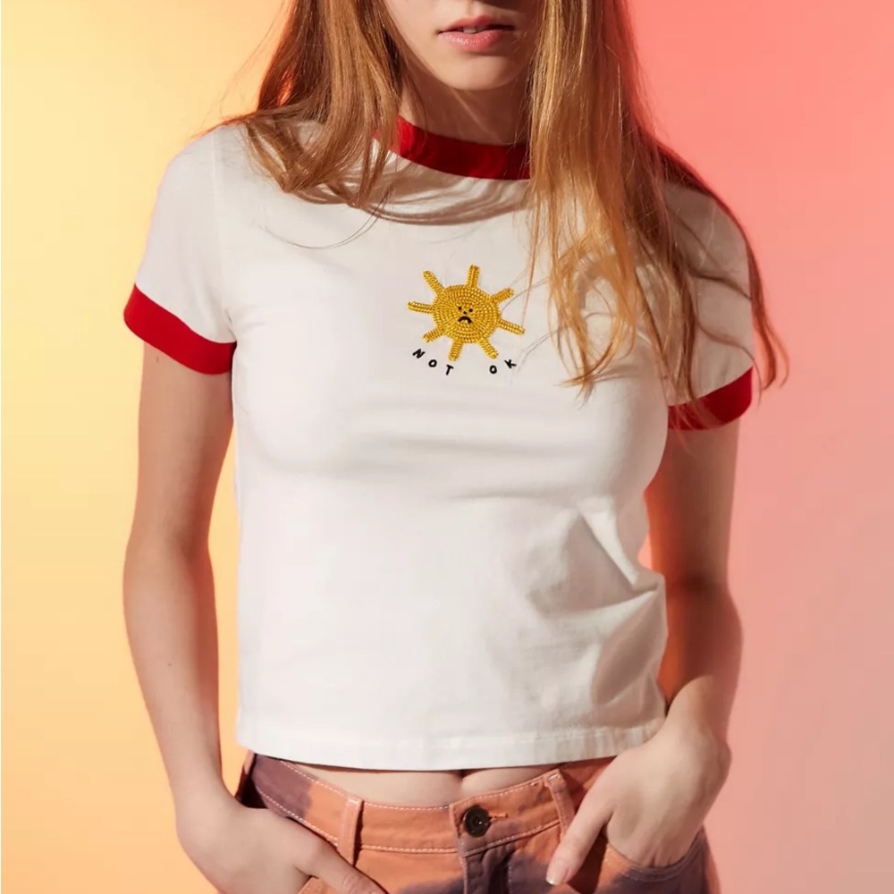 NWT - Lazy Oaf Not Ok embroidered tee